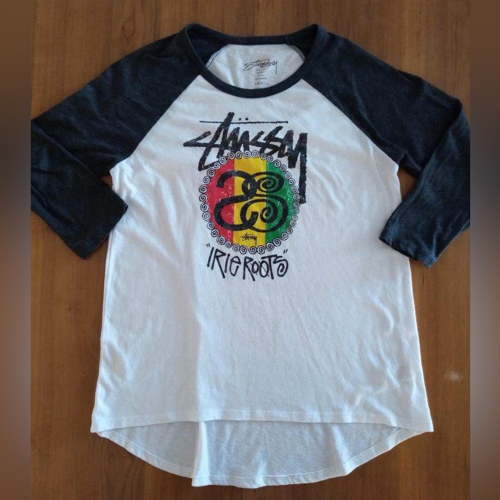 STUSSY IRIE ROOTS WOMENS RAGLAN SOFT COTTON SIZE S